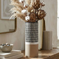 Orsina Jada Large Striped Vase – Tall Monochrome Ceramic Vessel