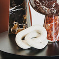 Orsina Nason White Marble Three Link Chain Sculpture – Stone Home Decor