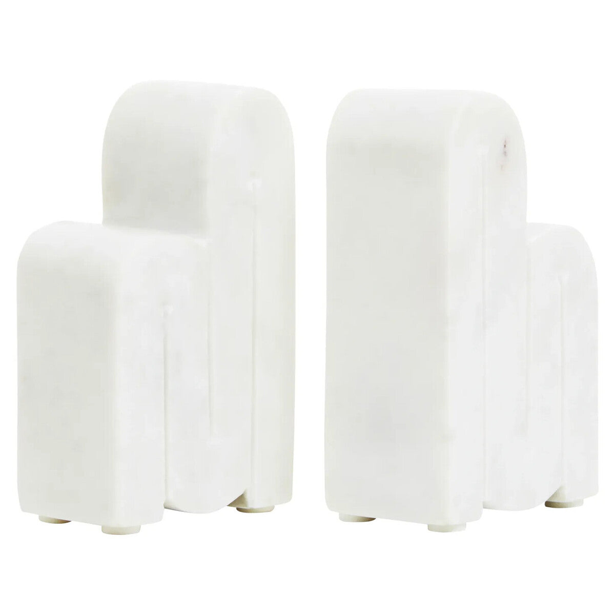 Orsina Nason White Marble Bookends – Set of 2 Arched Stone Bookends