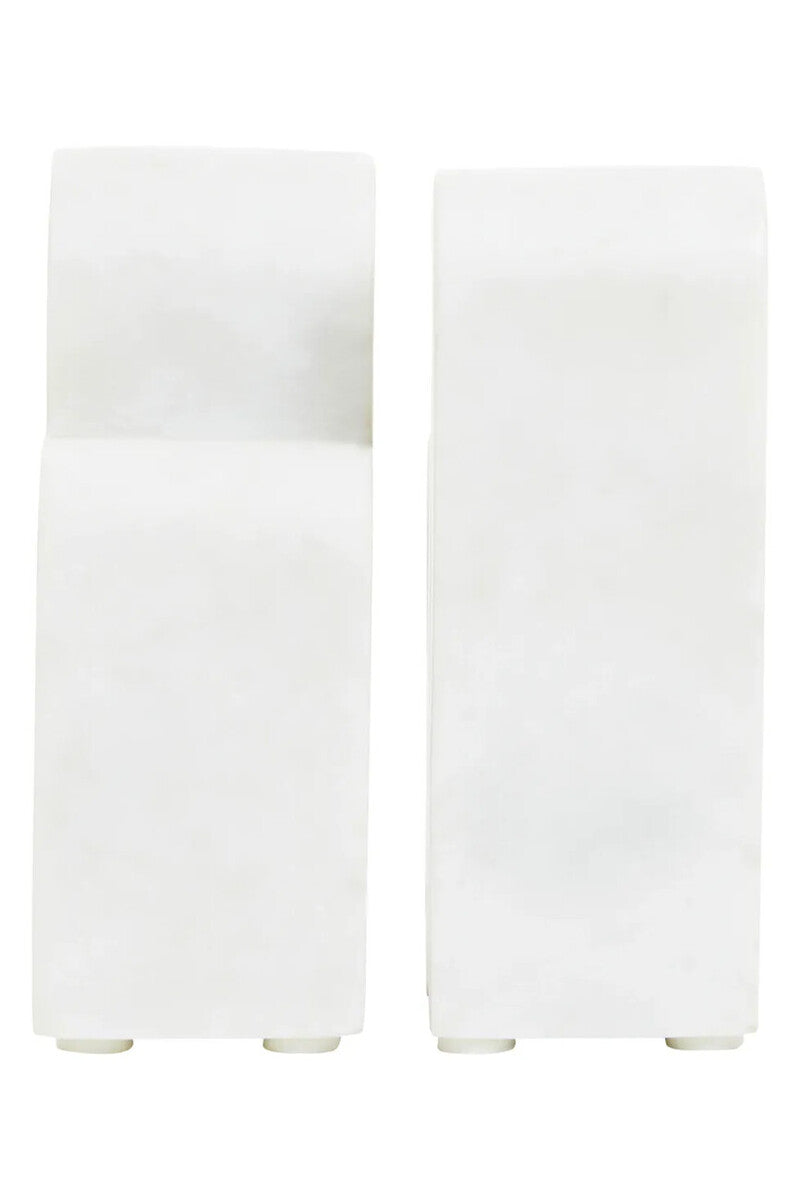 Orsina Nason White Marble Bookends – Set of 2 Arched Stone Bookends