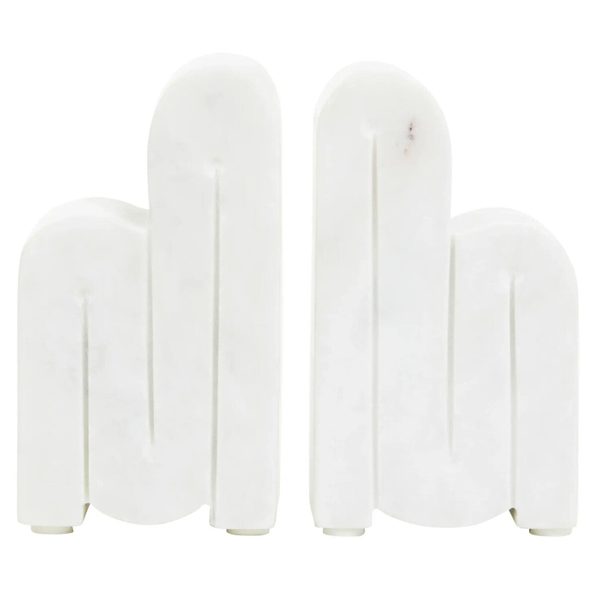Orsina Nason White Marble Bookends – Set of 2 Arched Stone Bookends