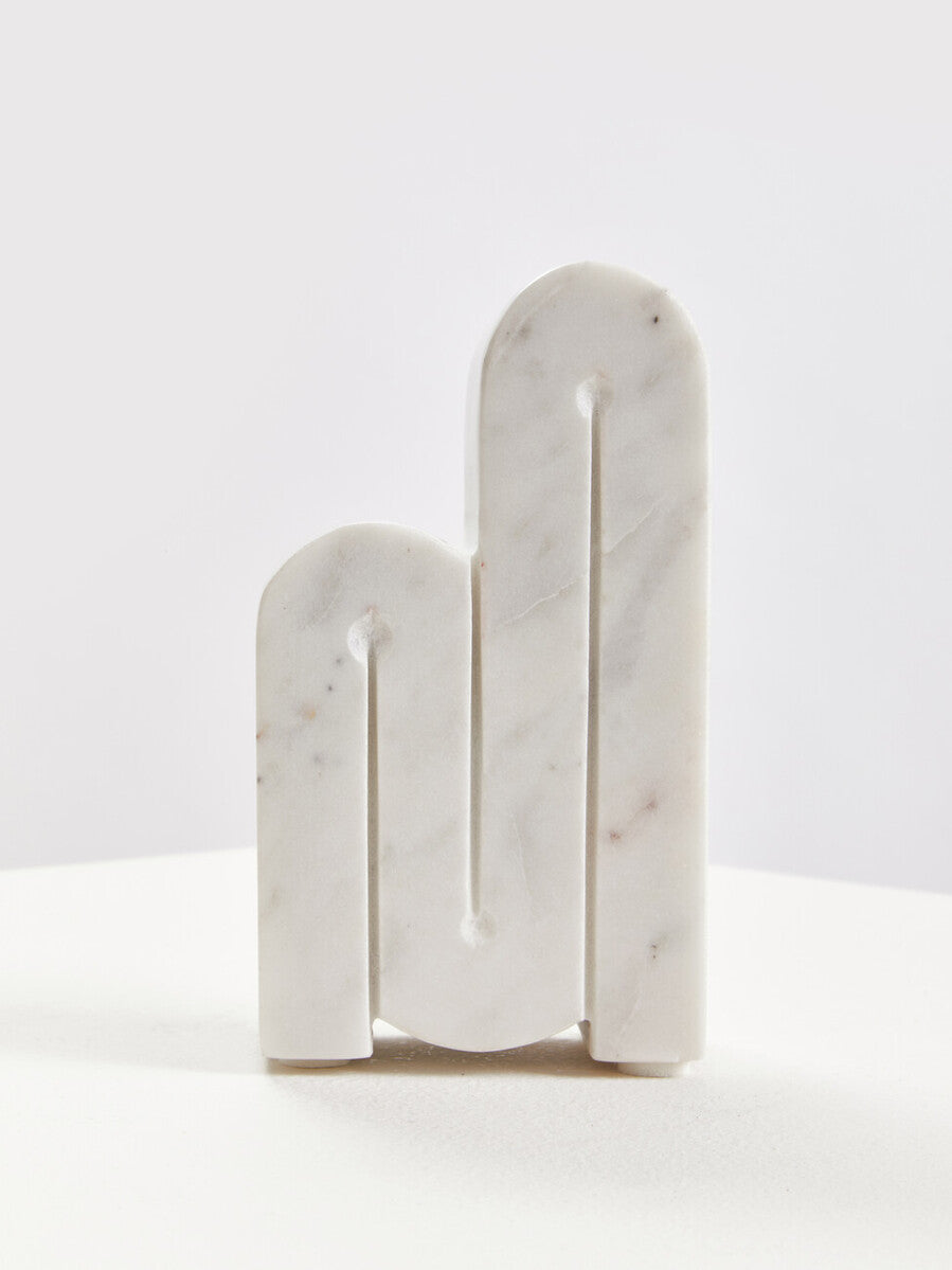 Orsina Nason White Marble Bookends – Set of 2 Arched Stone Bookends