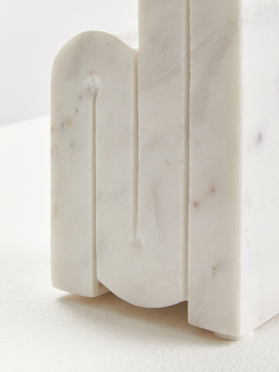 Orsina Nason White Marble Bookends – Set of 2 Arched Stone Bookends