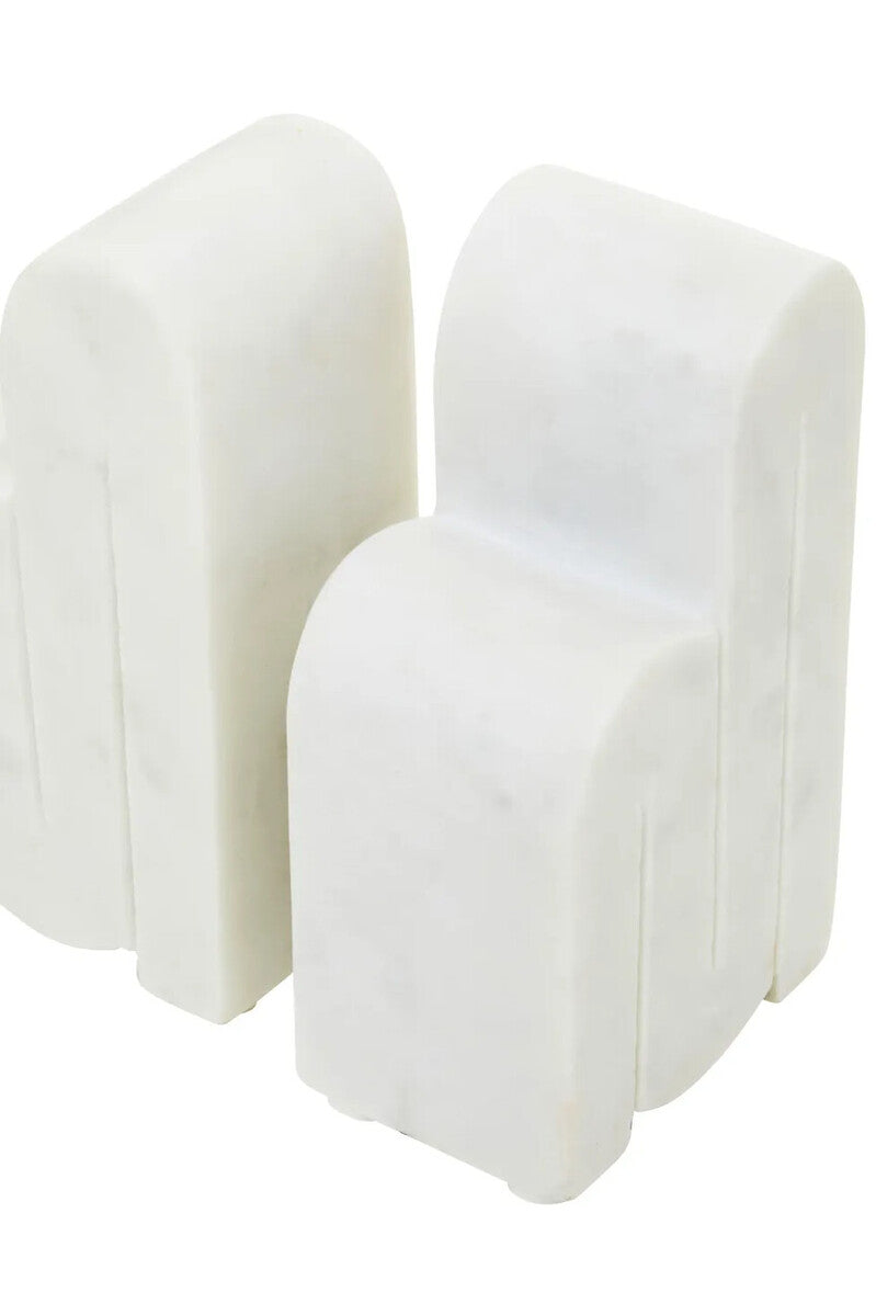 Orsina Nason White Marble Bookends – Set of 2 Arched Stone Bookends