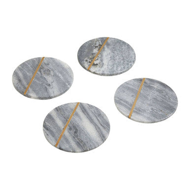 Orsina Kira Grey Marble Coasters with Gold Inlay - Set of 4