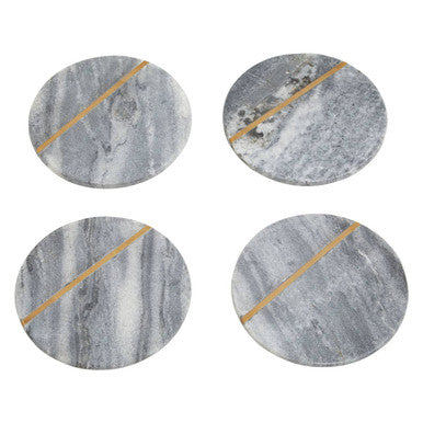 Orsina Kira Grey Marble Coasters with Gold Inlay - Set of 4