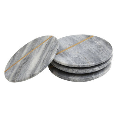 Orsina Kira Grey Marble Coasters with Gold Inlay - Set of 4