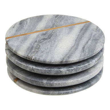 Orsina Kira Grey Marble Coasters with Gold Inlay - Set of 4