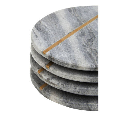 Orsina Kira Grey Marble Coasters with Gold Inlay - Set of 4