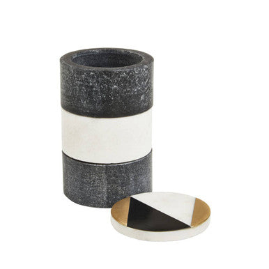 Orsina Omari Marble Stacking Trinket Pots | Black & White Jewelry Storage