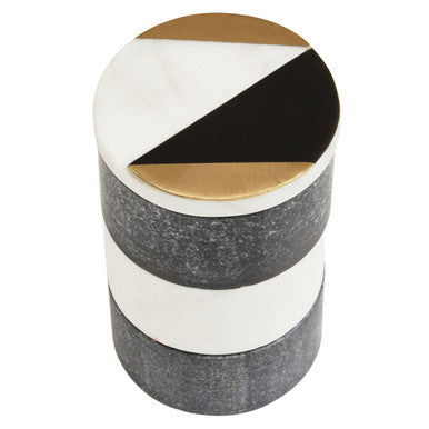 Orsina Omari Marble Stacking Trinket Pots | Black & White Jewelry Storage