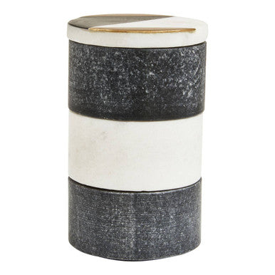 Orsina Omari Marble Stacking Trinket Pots | Black & White Jewelry Storage