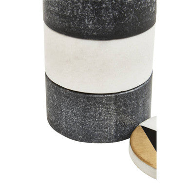 Orsina Omari Marble Stacking Trinket Pots | Black & White Jewelry Storage