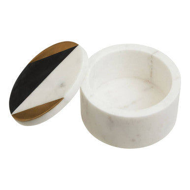 Orsina Omari Round White Marble Trinket Box – Hand-Carved Jewelry Case