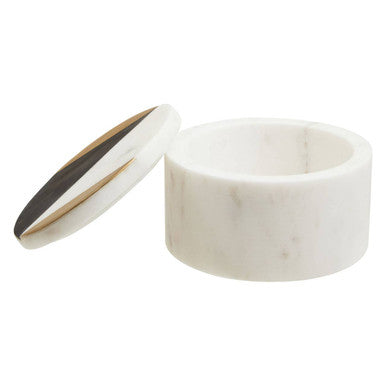 Orsina Omari Round White Marble Trinket Box – Hand-Carved Jewelry Case