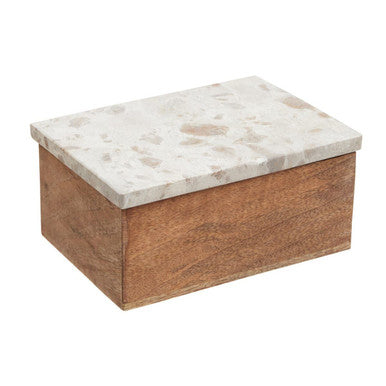 Orsina Olena Large Wood Trinket Box with Marble Lid | Keepsake Storage