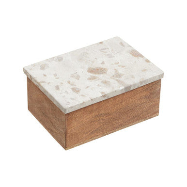 Orsina Olena Large Wood Trinket Box with Marble Lid | Keepsake Storage