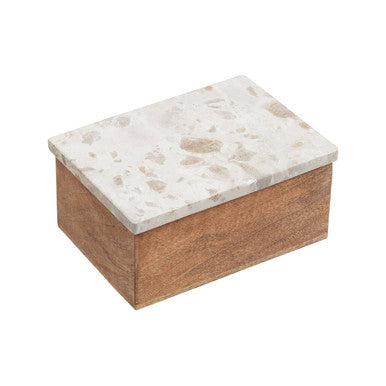 Orsina Olena Large Wood Trinket Box with Marble Lid | Keepsake Storage