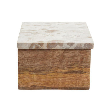 Orsina Olena Large Wood Trinket Box with Marble Lid | Keepsake Storage