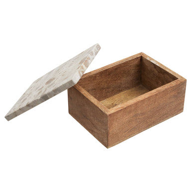 Orsina Olena Large Wood Trinket Box with Marble Lid | Keepsake Storage