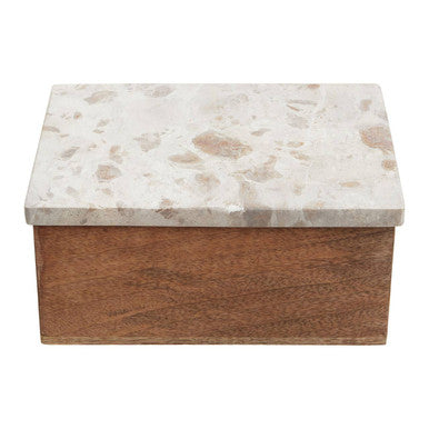 Orsina Olena Large Wood Trinket Box with Marble Lid | Keepsake Storage
