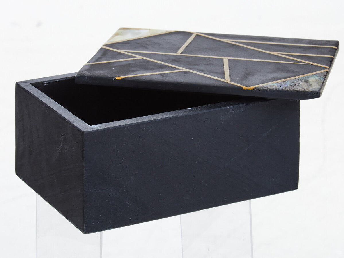 Orsina Black Slate Trinket Box – Large Jewelry Organizer with Gold