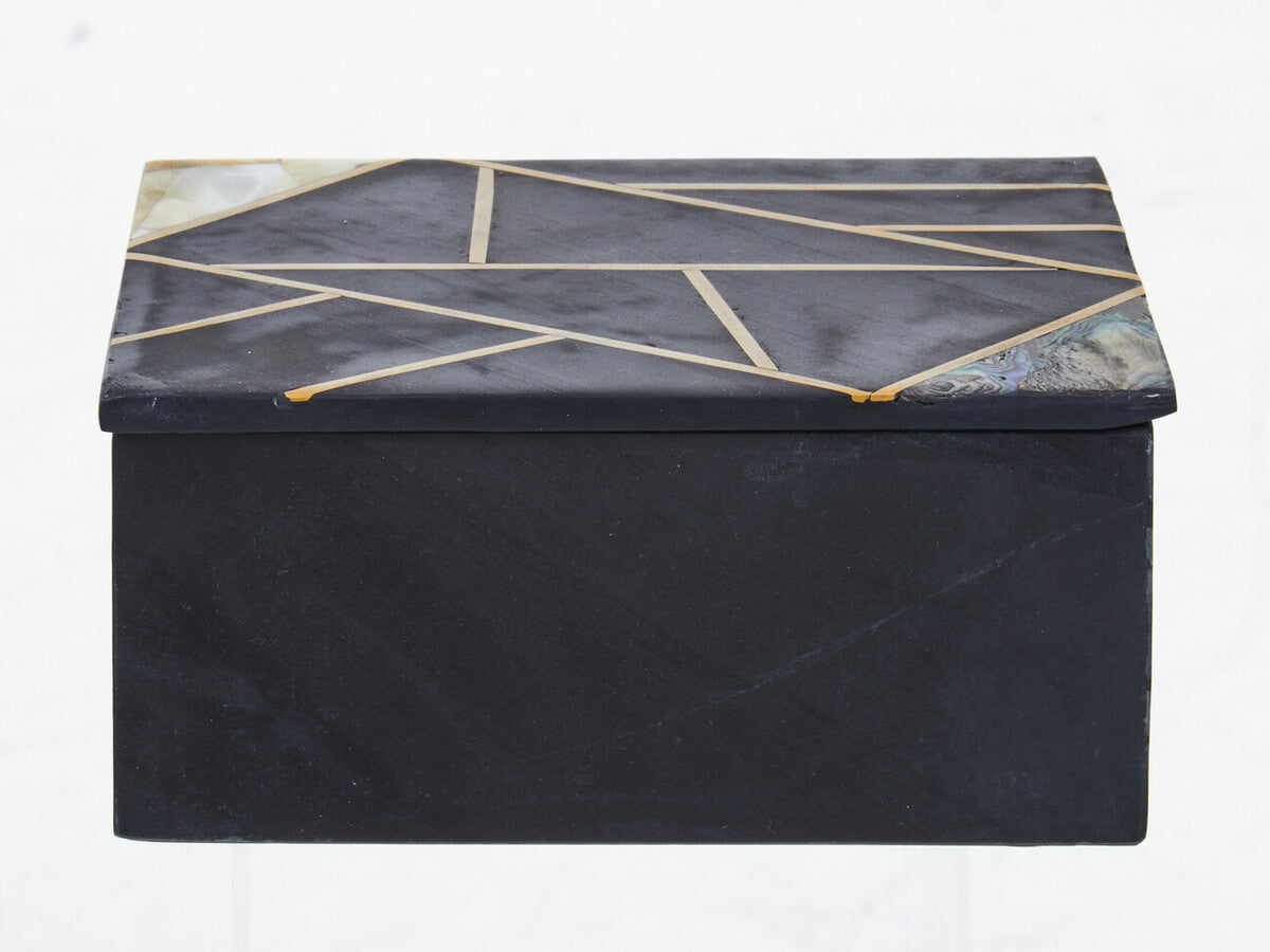 Orsina Black Slate Trinket Box – Large Jewelry Organizer with Gold