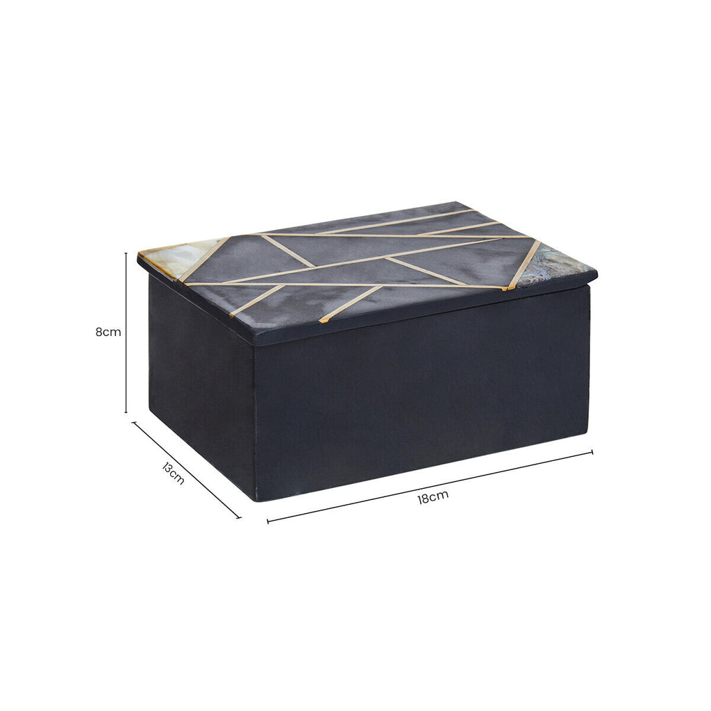 Orsina Black Slate Trinket Box – Large Jewelry Organizer with Gold