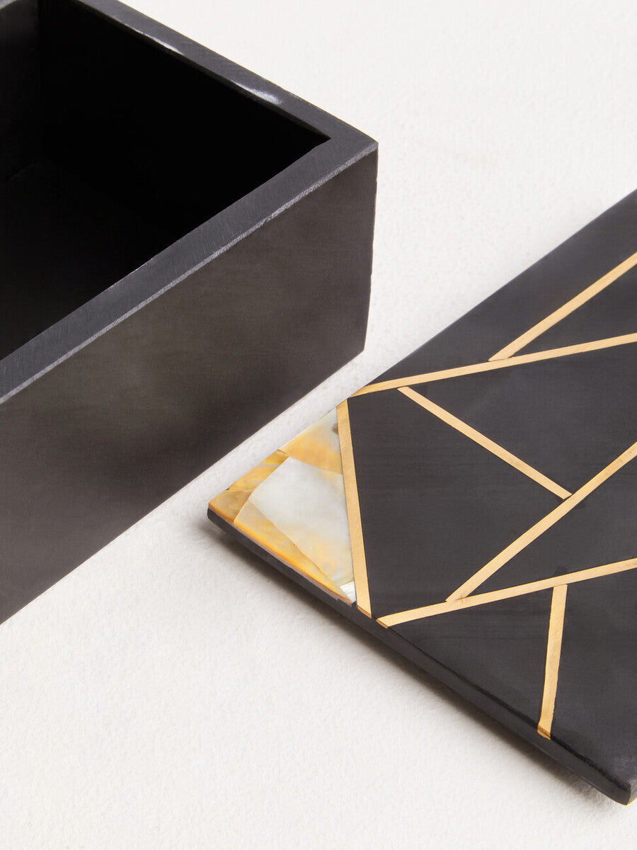 Orsina Black Slate Trinket Box – Large Jewelry Organizer with Gold