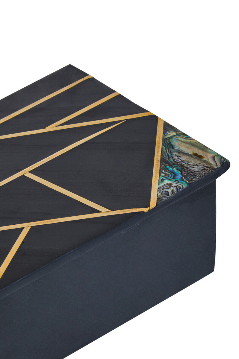 Orsina Black Slate Trinket Box – Large Jewelry Organizer with Gold