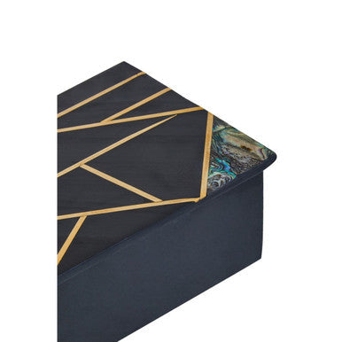 Orsina Black Slate Trinket Box – Large Jewelry Organizer with Gold