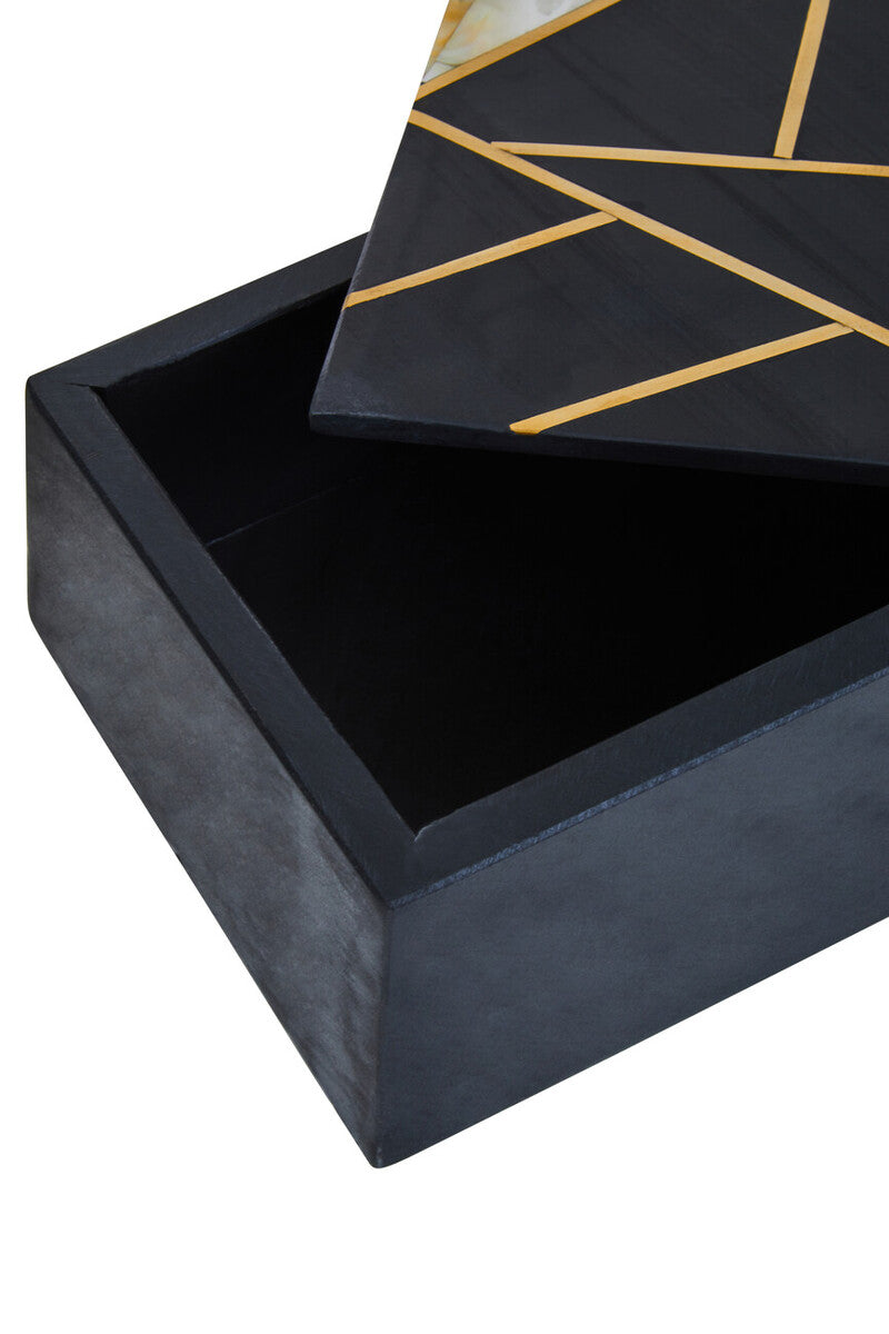 Orsina Black Slate Trinket Box – Large Jewelry Organizer with Gold