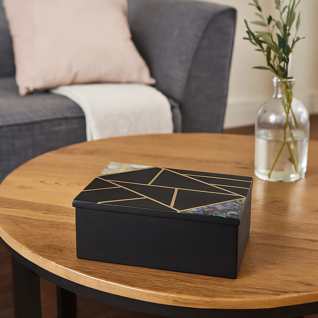 Orsina Black Slate Trinket Box – Large Jewelry Organizer with Gold