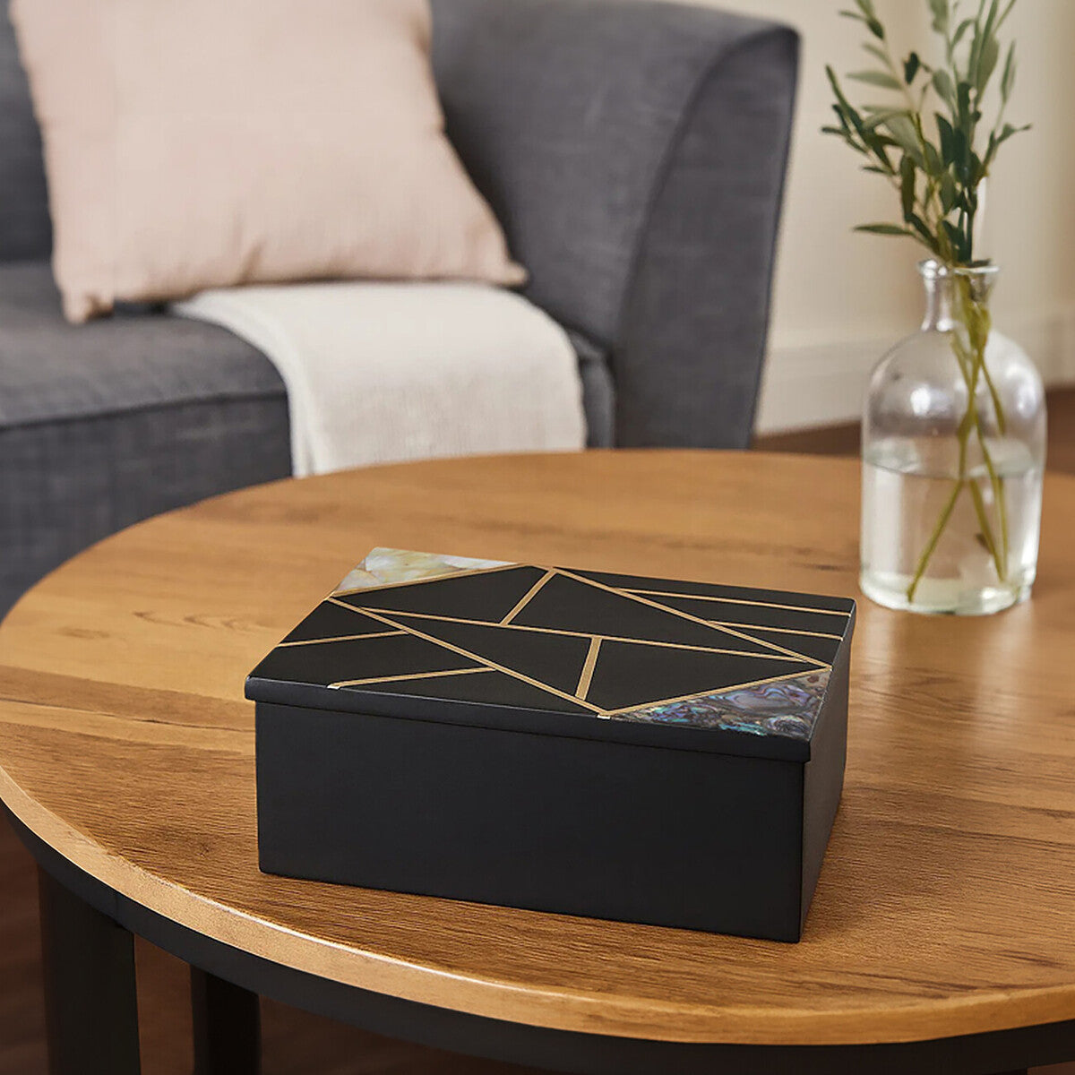 Orsina Black Slate Trinket Box – Large Jewelry Organizer with Gold