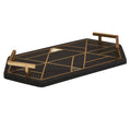 Orsina Oriana Black Slate Serving Tray with Gold Handles and Shell Inlay