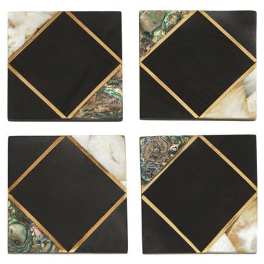 Orsina Slate Coasters Set of 4 – Gold Inlay and Mother of Pearl