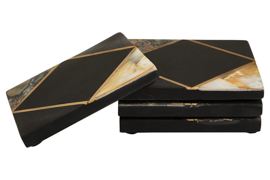 Orsina Slate Coasters Set of 4 – Gold Inlay and Mother of Pearl