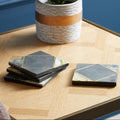 Orsina Slate Coasters Set of 4 – Gold Inlay and Mother of Pearl