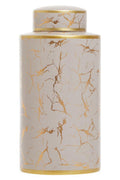 Orsina Daria Large Ceramic Jar – Gold Marble Storage with Lid