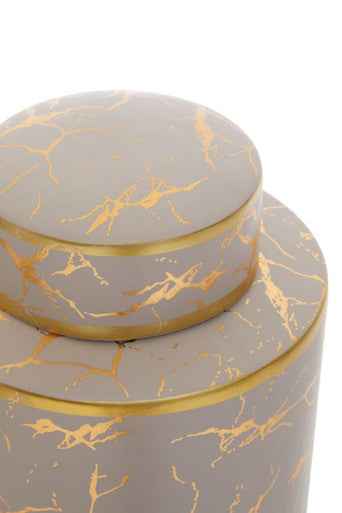 Orsina Daria Large Ceramic Jar – Gold Marble Storage with Lid