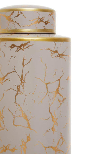 Orsina Daria Large Ceramic Jar – Gold Marble Storage with Lid