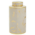 Orsina Daria Small Ceramic Jar – Cream and Gold Marble Storage Jar