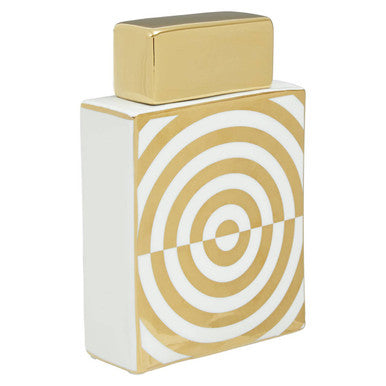 Orsina Curva Ceramic Jar – Gold and White Deco Decorative Storage