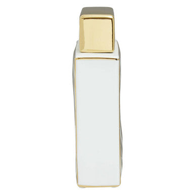 Orsina Curva Ceramic Jar – Gold and White Deco Decorative Storage