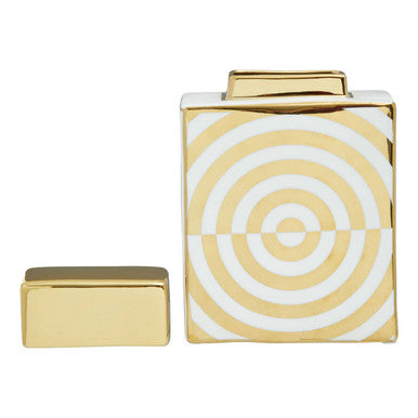 Orsina Curva Ceramic Jar – Gold and White Deco Decorative Storage