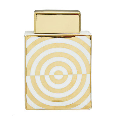 Orsina Curva Ceramic Jar – Gold and White Deco Decorative Storage
