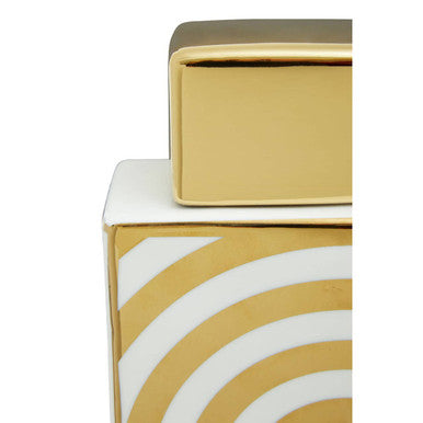 Orsina Curva Ceramic Jar – Gold and White Deco Decorative Storage