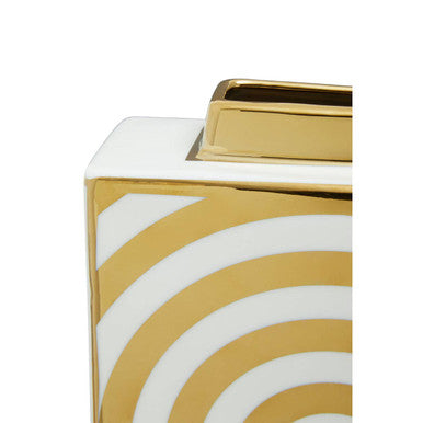 Orsina Curva Ceramic Jar – Gold and White Deco Decorative Storage