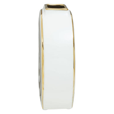Orsina Curva Gold and White Ceramic Round Vase – Art Deco Style