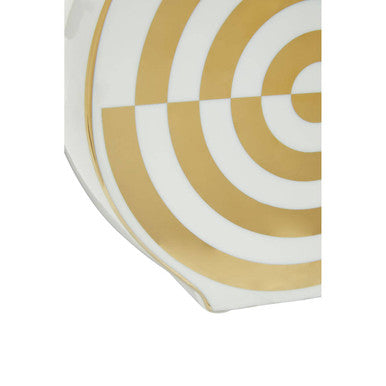 Orsina Curva Gold and White Ceramic Round Vase – Art Deco Style